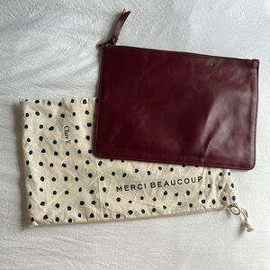 Clare V. Burgundy Leather Clutch